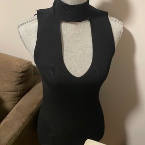 Black ribbed cutout top from Express